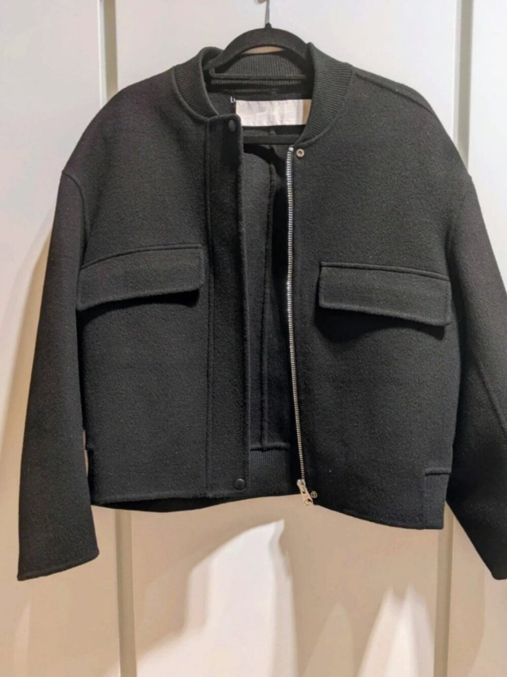 ARKET Wool Bomber Jacket with Zip, Black, S
